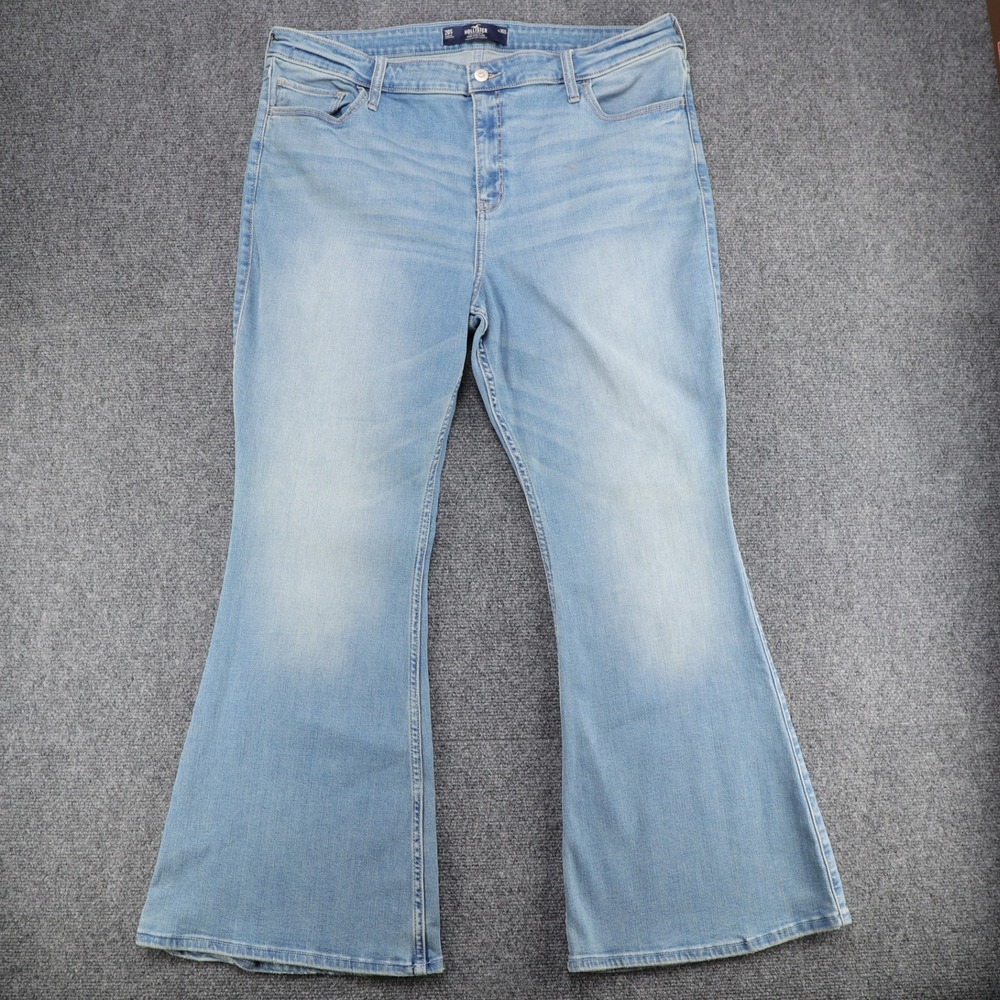Hollister‎ High-Rise Flare Jeans Light Wash Soft Stretch Denim Blue 20S 35S NWT